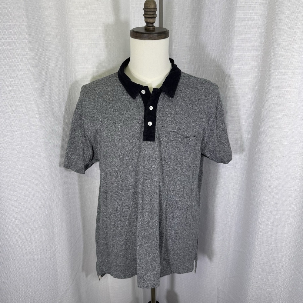 Champion x Todd Snyder 100% Cotton Pique Polo Shirt Grey Short Sleeve Mens Large